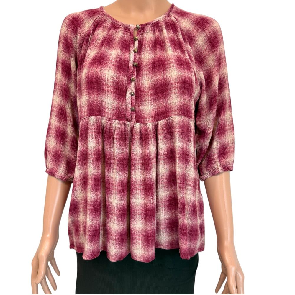 Anthropologie Maeve medium Cavalon 1/2 sleeve babydoll blouse top TB 2700